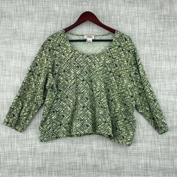 Talbots Women Petites 1X Long sleeve round neck green top 0337 - Picture 1 of 8